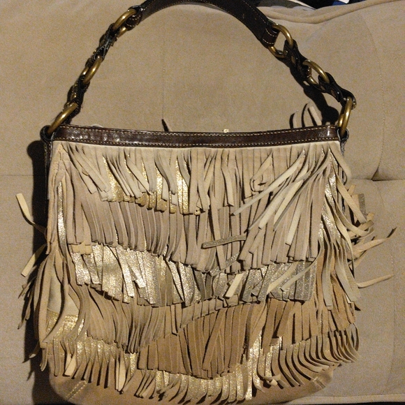 Rare coach suede fringe bag #9155 - Picture 2 of 8